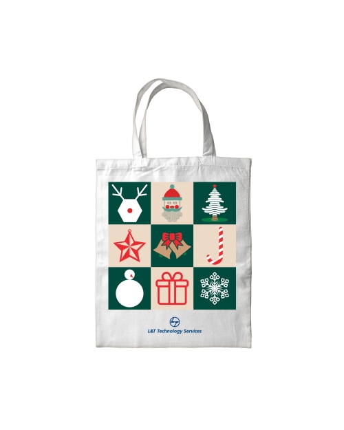 Geometric Christmas Tote Bag - White